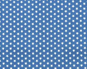 Baumwollstoff kleine Sterne Mini Stars, weiß indigo blau