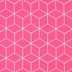 Baumwollstoff Würfelmuster, weiß pink