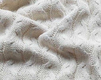 Tissu tricoté torsadé, naturel