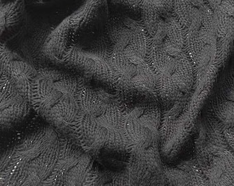 Tissu tricoté torsadé, noir