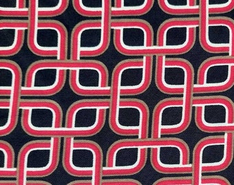 Viskose Twillstoff grafisches Muster Stone washed, rot weiß schwarz