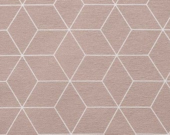 Dekostoff Würfelmuster grafisches Muster, weiß beige