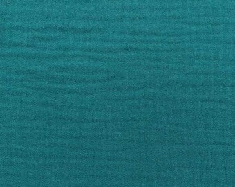 Tissu mousseline double gaze uni, pétrole