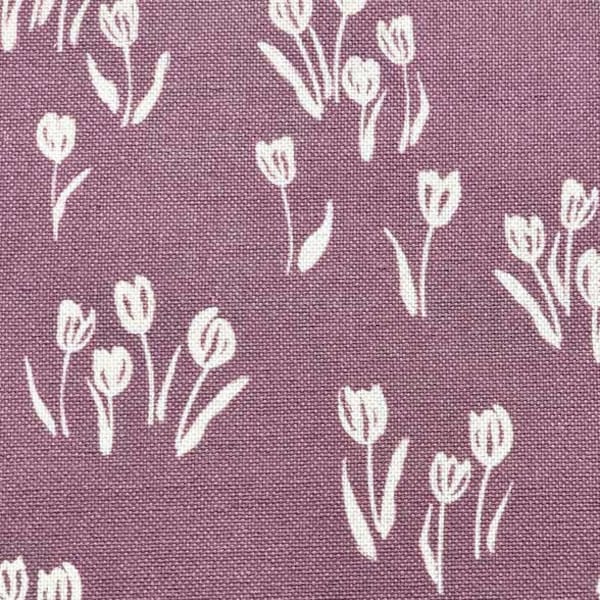 Dekostoff Leinenlook Blumen, creme mauve