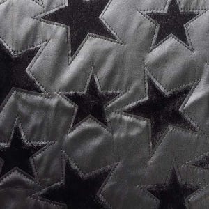 Faux leather with faux fur stars, black