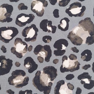 Canvas Stoff Baumwollstoff Leoparden Muster, schwarz grau