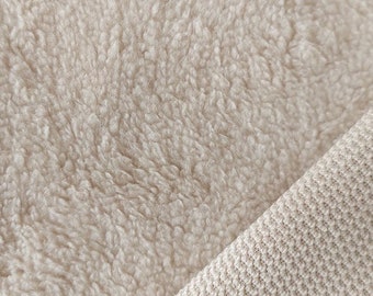 Tissu polaire Teddy fourrure imitation peau d'agneau, moelleux et doux, naturel