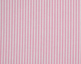 Baumwollstoff Streifen 3 mm garngefärbt, weiß rosa