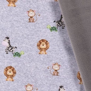 Softshell jasstof leeuwen schildpadden, grijs melange