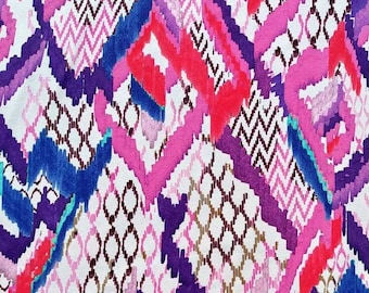 Tkanina jersey w romby, fiolet, róż, biel