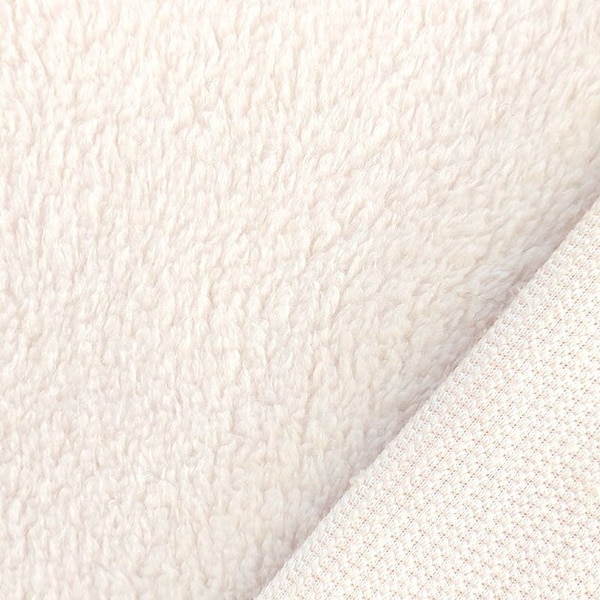 Tejido polar de peluche piel de peluche imitación piel de cordero suave y esponjoso, crema (blanco)