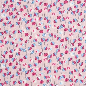 Viscose small flowers, light blue pink old pink