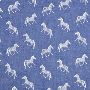 Chambray Zebras, weiß jeansblau