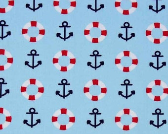 Cotton fabric anchor lifebuoys, light blue