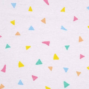 Decorative fabric small triangles, mint pink yellow white