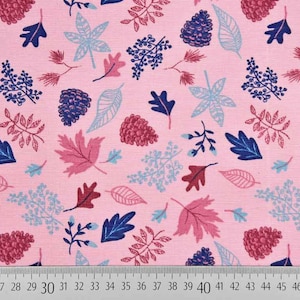 Dekostoff Blätter, rosa