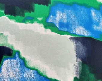 Viskosejersey Stoff Batik, grün dunkelblau