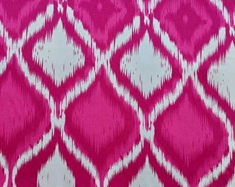 Baumwollstoff mit Stretch satinierte Oberfläche Rauten Ethnomuster, pink