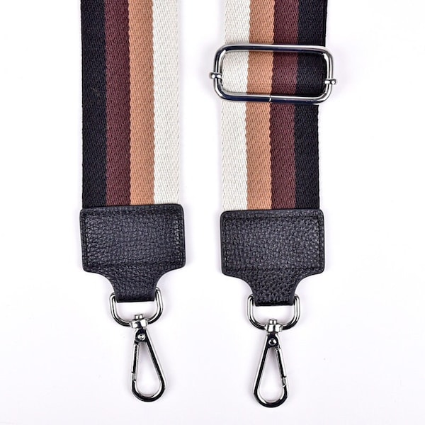 Bag strap bag strap stripes 5 cm, cream light brown dark brown black