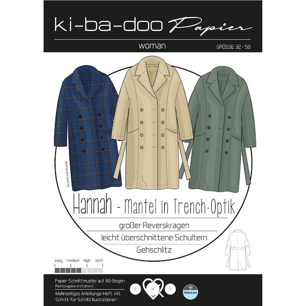 Papierschnittmuster Mantel Hannah Trenchcoat Ki-BA-DOO