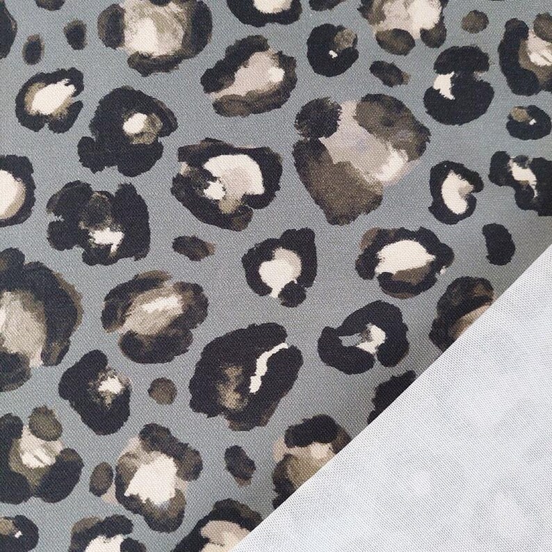Canvas Stoff Baumwollstoff Leoparden Muster, schwarz grau image 3