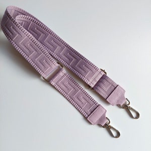 Bag strap bag strap graphic pattern 3D lilac lilac leather ends silver buckles image 2