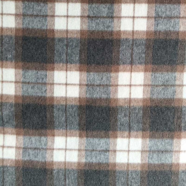 Tissu en laine tissé style bûcheron à carreaux, marron gris foncé