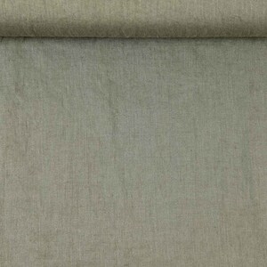 Linen fabric washed plain, khaki green image 2