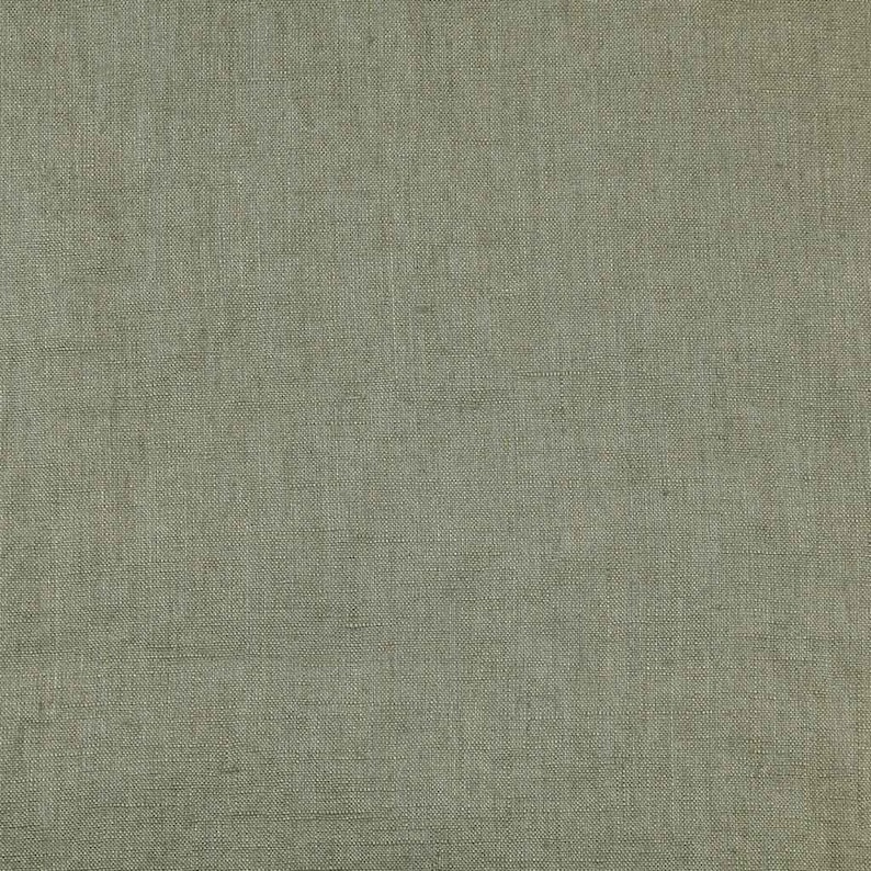 Linen fabric washed plain, khaki green image 1