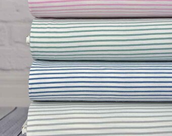 Coupon De Tissu Jersey Rayé Mauve Et Blanc - 50x140 Cm, 6 Pièces - Polyester/Coton Pour Couture