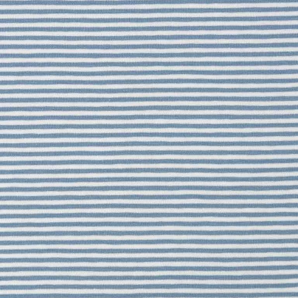 Jerseystoff Streifen 3 mm, graublau weiß