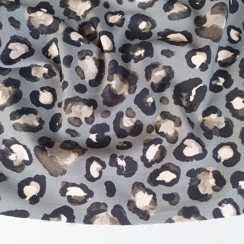 Canvas Stoff Baumwollstoff Leoparden Muster, schwarz grau image 4