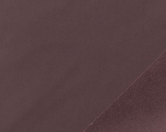 Softshell fabric jacket fabric fleece backing plain, dark brown (reddish)