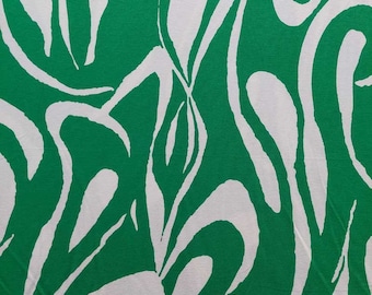 Viscose jersey fabric abstract pattern, white green