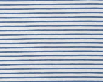 Jersey Stoff Streifen, graublau weiß