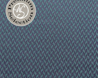 Jacquard jersey fabric herringbone pattern, dark blue petrol