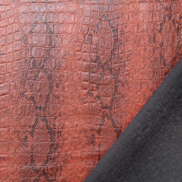 Simili cuir motif crocodile imprimé serpent, marron rouille