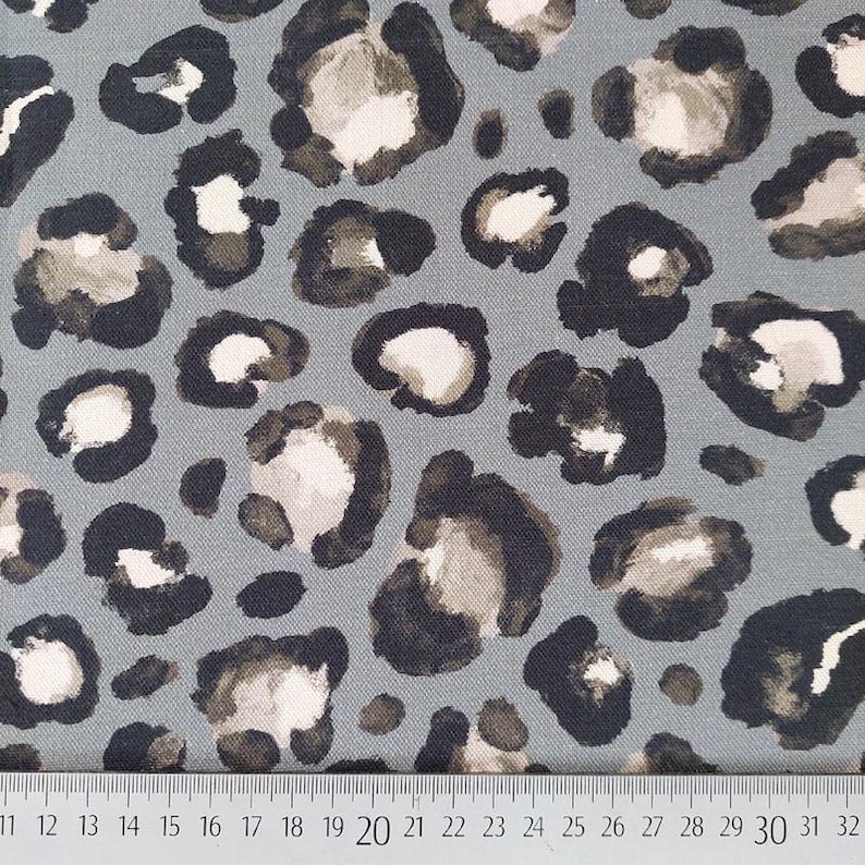 Canvas Stoff Baumwollstoff Leoparden Muster, schwarz grau image 2