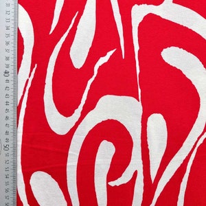 Viskosejersey Stoff abstraktes Muster, weiß rot Bild 4