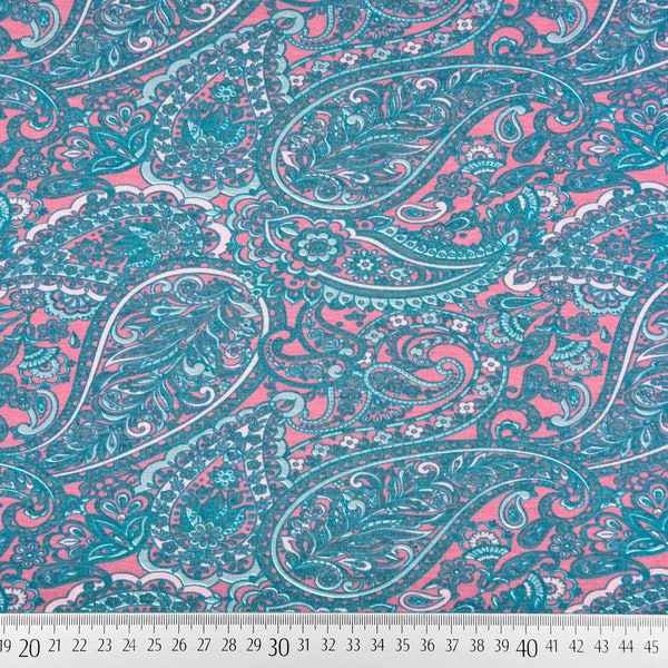 Jerseystoff Paisley, petrol altrosa