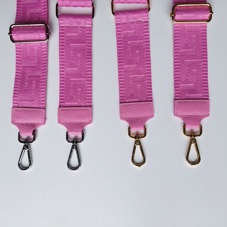 Taschengurt Taschenriemen grafisches Muster 3D Bubblegum Pink Bubblegum pinkes Leder silber Schnallen Bild 5