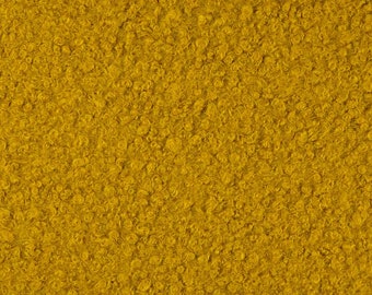 Tejido boucle elástico de piel de oveja, amarillo mostaza