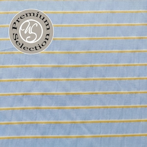 Cotton fabric horizontal stripes yellow white light blue Albini Made in Italy image 1