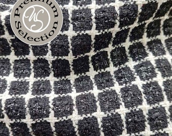 Boucle fabric squares, cream white black