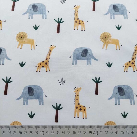 Softshell Stoff Jackenstoff Löwen Elefanten Giraffen Zootiere