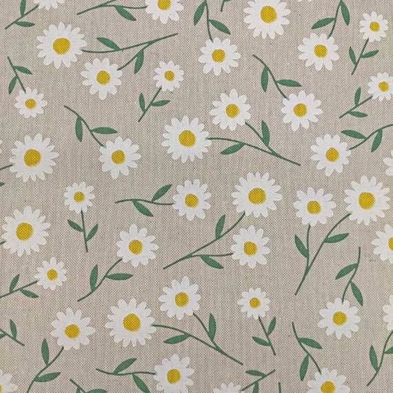 Jersey Margeriten Stoff Dekostoff Margeriten Leinen Optik, Gelb