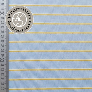Cotton fabric horizontal stripes yellow white light blue Albini Made in Italy image 2