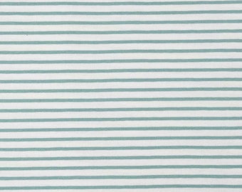 Jersey Stoff Streifen, altmint weiß