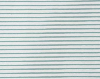 Tissu jersey rayures, vieux blanc menthe