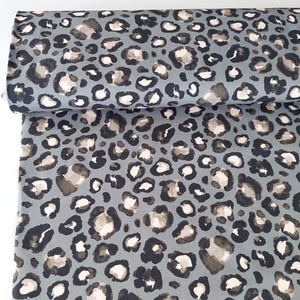 Canvas Stoff Baumwollstoff Leoparden Muster, schwarz grau image 5